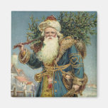 Vintage Victorian Santa Claus with Christmas Tree Refrigerator Magnets
