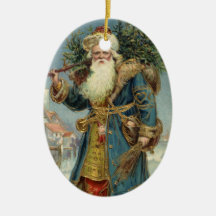Vintage Victorian Santa Claus with Christmas Tree Christmas Tree Ornaments
