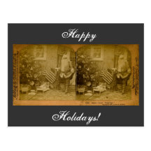 Vintage Victorian Santa Stereoview Post Card