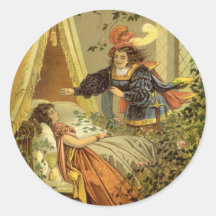 Vintage Victorian Sleeping Beauty Fairy Tale Round Stickers