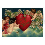 Vintage Victorian Valentine's Day Angels on Clouds Greeting Cards