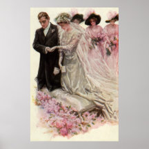 Vintage Victorian Wedding Ceremony, Bride Groom Posters
