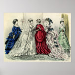 Vintage Victorian Wedding Party, Bride Bridesmaids Posters