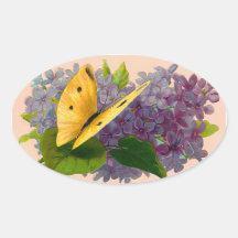 Vintage Violets and Butterfly Sticker