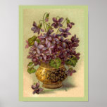 Vintage Violets in a Gold Vase Print