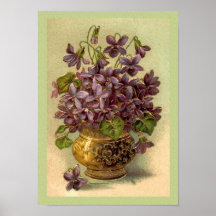 Vintage Violets in a Gold Vase Print