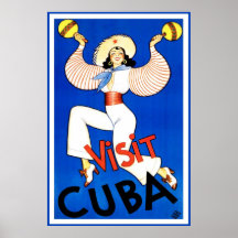 Vintage Visit Cuba Print