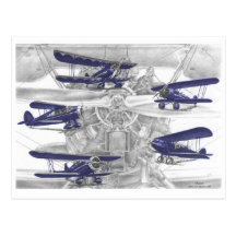 Vintage Waco Biplane - Old Bi Wing Aeroplanes Postcards