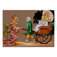 Vintage Wain Japanese Cats Card