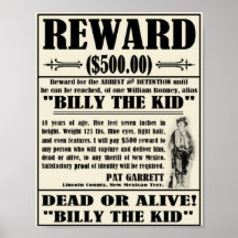 Vintage Wanted Poster Billy the Kid