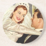 Vintage Wedding Bride and Groom, Happy Newlyweds Coasters