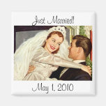 Vintage Wedding Bride and Groom, Happy Newlyweds Magnet