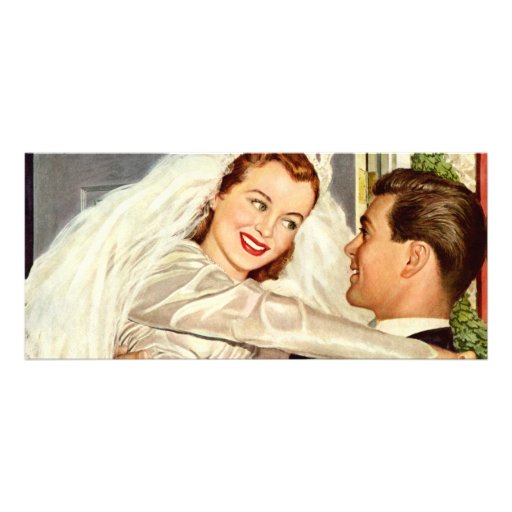 Vintage Wedding Bride and Groom, Happy Newlyweds Personalized Rack Card