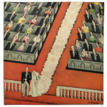 Vintage Wedding Ceremony, Bride Groom Newlyweds Cloth Napkins