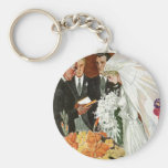 Vintage Wedding Ceremony, Bride Groom Say I Do Key Chains