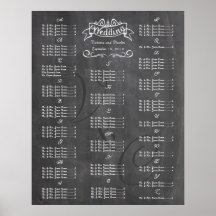 Vintage Wedding Chalkboard Guest Seating Chart Print