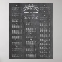 Vintage Wedding Chalkboard Guest Seating Chart Poster