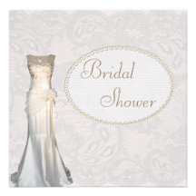Vintage Wedding Gown Paisley Lace Bridal Shower Custom Announcements