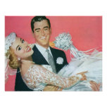 Vintage Wedding, Groom Carrying Bride, Newlyweds Custom Invitations