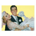 Vintage Wedding, Groom Carrying Bride, Newlyweds Personalized Invitations