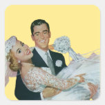 Vintage Wedding, Groom Carrying Bride, Newlyweds Sticker