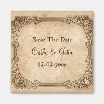vintage wedding  Save the date magnet