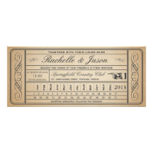 Vintage Wedding Ticket  II  Punchout Custom Announcements