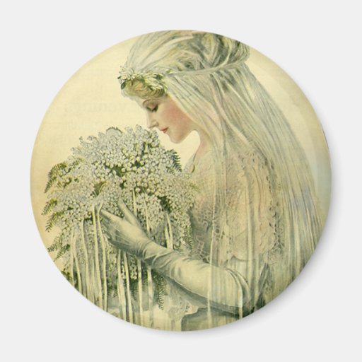 Vintage Wedding, Victorian Bride Bridal Portrait Refrigerator Magnet