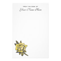 Vintage Wedding, Yellow Antique Garden Rose Wreath Stationery Paper