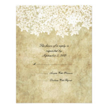 Vintage White Floral Wedding RSVP Custom Announcements