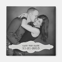 Vintage White LaBon Vie Photo Save the Date Magnet