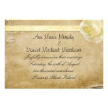 Vintage White Rose Wedding Announcement