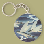 Vintage Wild Aquatic Animals, Flying Fish in Ocean keychains