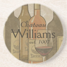 Vintage Wine Bottles Personalised Coaster