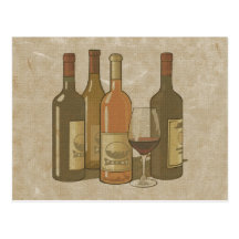 Vintage Wine Bottles Recipe Card Post Cards