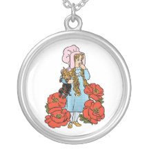 Vintage Wizard of Oz, Dorothy, Red Poppy Flowers Pendants