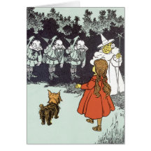 Vintage Wizard of Oz Dorothy Toto Glinda Munchkins Greeting Card