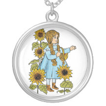 Vintage Wizard of Oz Fairy Tale Dorothy Sunflowers Pendants