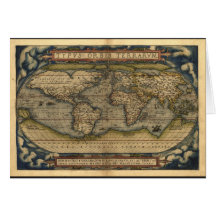 Vintage World Map Atlas Historical Design Greeting Cards