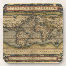Vintage World Map Atlas Historical Design Drink Coasters