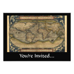Vintage World Map Atlas Historical Design Custom Announcements