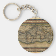 Vintage World Map Atlas Historical Design Keychains