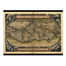 Vintage World Map Atlas Historical Design Postcard