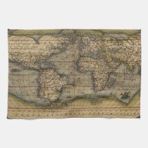 Vintage World Map Hand Towel