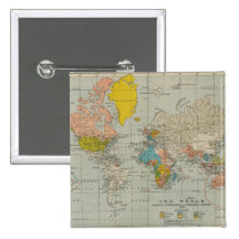 Vintage World Map Pinback Button