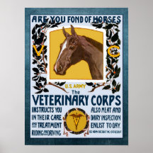 Vintage WW1 Veterinary Corps Army Recruitment Print