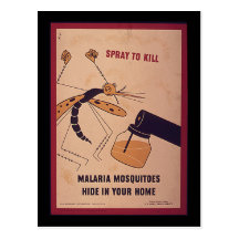 Vintage WWII Kill Malaria Mosquitoes Postcard