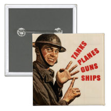 Vintage WWII War Poster Pins