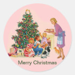 Vintage Xmas Mum & Kids Stickers