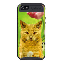 VINTAGE YELLOW CAT IN THE PINK TULIPS CASE FOR iPhone 5